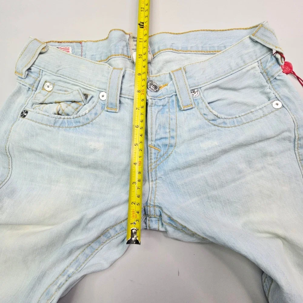 True Religion Ricky Super T Jeans Mens 24 Light Wash Blue Distressed Straight